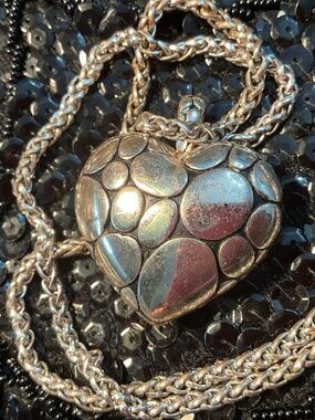 Silver Heart Valentine Necklace Artist Engraved